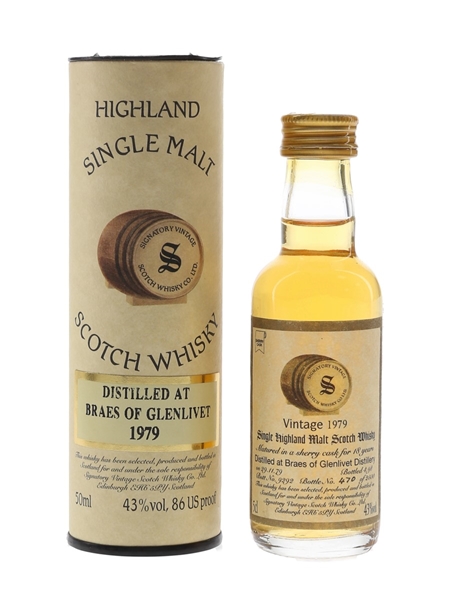 Braes Of Glenlivet 1979 18 Year Old Cask 9292 Bottled 1998 - Signatory Vintage 5cl / 43%