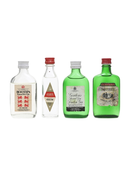 London Dry Gin Miniatures Bottled 1970s Incl. Gordon's 4 x 5cl