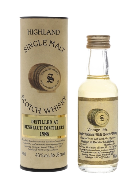 Benriach 1986 12 Year Old Bottled 1998 - Signatory Vintage 5cl / 43%