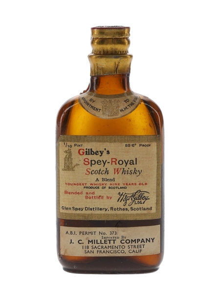 Gilbey's Spey Royal 9 Year Old Bottled 1930s - J C Millet Company 4.7cl / 42.8%