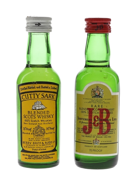 Cutty Sark & J & B Bottled 1970s 2 x 5cl / 40%