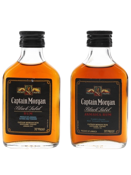 Captain Morgan Black Label Rum Bottled 1970s 2 x 5cl / 40%