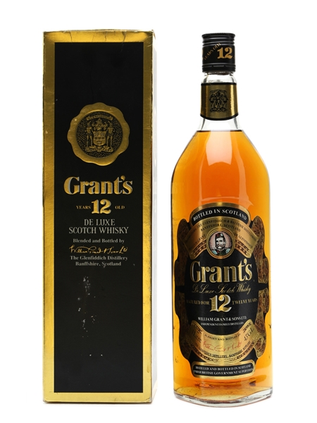 Grant's 12 Years Old De Luxe Bottled 1980s 1 Litre