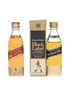 Johnnie Walker Red Label & Black Label Miniatures Bottled 1970s 2 x 5cl