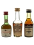 Courvoisier 3 Star, Hennessy Bras Arme, & Martell 3 Star Bottled - 1970s 3 x 3cl / 40%