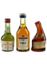 Courvoisier, Martell & Marmot Bottled 1970s 3 x 3cl-5cl / 40%