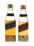 Johnnie Walker Black & Red Label Bottled 1970s-1980s 2 x 5cl