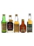 Double V, Chequers, Royal Scot Whisky, Pig's Nose & Robbie Burns Bottled 1970s-1980s 5 x 4.7cl-5cl