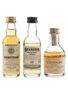 Auchentoshan 10 Year Old, Deanston 12 Year Old & Glenkinchie 10 Year Old Bottled 1980s-1990s 3 x 5cl