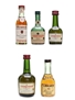 Cognac Miniatures Courvoisier, Bisquit, Larsen 5 x 3cl - 5cl / 40%