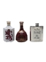 King Of Scots 17 Year Old & 25 Year Old Ceramic Decanters & Hip Flask 2 x 5cl