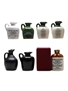 Assorted Ceramic Decanters Bowmore, Chequers, Glen Fiona, QE2 & Usquaebach 7 x 4.7cl-5cl