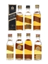 Johnnie Walker Black & Red Label Bottled 1970s & 1980s 7 x 5cl / 40%