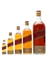 Johnnie Walker Red Label Bottled 1970s - Graduated Set 5 x 5cl-187.5cl