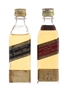 Johnnie Walker Black & Red Label Bottled 1970s 2 x 5cl / 40%