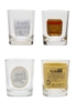 Assorted Whisky Tumblers Black & White, Glenfoyle, Long John, White Horse 