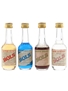 Bols Apricot Brandy, Blue Curacao, Cherry Brandy & Creme De Noyaux Bottled 1970s 4 x 3.5cl