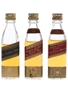 Johnnie Walker Black & Red Label Bottled 1970s-1980s 3 x 4.7cl & 5cl