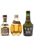 Chivas regal, Dimple & Vat 69 Bottled 1960s & 1970s 3 x 5cl