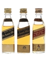 Johnnie Walker Black & Red Label Bottled 1970s & 1980s 3 x 4.7cl-5cl / 40%