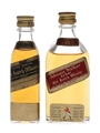 Johnnie Walker Black & Red Label Bottled 1960s 2 x 4cl & 5cl