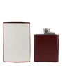 Stainless Steel Leather Covered Hip Flask  13.2cm x 10.3cm