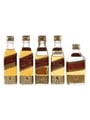 Johnnie Walker Red Label Bottled 1970s-1980s 5 x 4.7cl-5cl