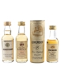 Auchentoshan 10 Year Old, Glen Garioch 8 Year Old & Longmorn 15 Year Old Bottled 1980s 3 x 5cl / 43%