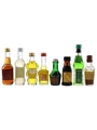 Benevento Saba, Bols Peach Brandy, Cobana, Campeny Coconout, DOM Benedictine, Kahlua, Suntori Midori & Verveine Du Velay Bottled 1960s-1980s 3 x 3cl-5cl