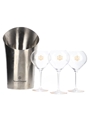 Veuve Clicquot Metal Ice Bucket & Three Veuve Clicquot Glasses 4 x 21cm-38cm Tall