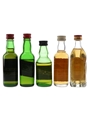 Black Bottle, Famous Grouse & Grant's Bottled 1970s-1980s 5 x 4.7cl-5cl / 40%