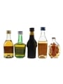 Loel Blue Label, Beauregard Imperial Brandy, The Bull Head, Stock 84 & Vecchia Romagna Bottled 1980s 5 x 3cl-5cl