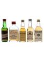 Black Bottle, Glen Calder, Pig's Nose, Rob Roy De Luxe & Teacher's Highland Cream Bottled 1970s 5 x 4.7cl-5cl / 40%