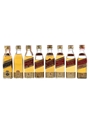 Johnnie Walker Red Label & Black Label Bottled 1960s-1970s - TWA, Iberia, British Transport Hotels & British European Airways Corporation 8 x 4.7cl-5cl