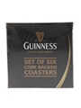 Guinness Cork Backed Coasters 6 x 10.5cms x 10.5cms