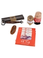 Assorted Suntory Memorabilia Toothpick Holder, Tanuki Ceramic Figure, Bottle Opener, Coin Purse, Mt. Fuji Coasters 