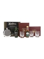 Burns Crystal Shot Glasses and Miniature & Ardbeg 10 Year Old With Hip Flask  2 x 5cl  & 3 x 6cm Tall