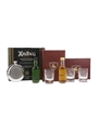 Burns Crystal Shot Glasses and Miniature & Ardbeg 10 Year Old With Hip Flask  2 x 5cl  & 3 x 6cm Tall