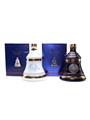 Bell's Christmas 2001 & 2004 Ceramic Decanters 2 x 70cl