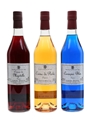 Briottet Liqueurs Cremes de Peche & Myrtille, Curacao Bleu 3 x 70cl