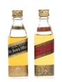 Johnnie Walker Black & Red Label Bottled 1970s 2 x 5cl / 40%