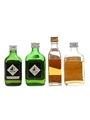 Black & White, John Dewar & Johnnie Walker Bottled 1970s 4 x 4cl