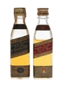 Johnnie Walker Black & Red Label Bottled 1970s 2 x 4.7cl