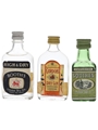 Booth's, Gordon's & Squires London Dry Gin Bottled 1970s-1980s 3 x 3.9cl-4cl