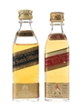 Johnnie Walker Black & Red Label Bottled 1970s 2 x 4.7-5cl