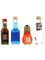 Assorted Spirits & Liqueurs Poire William, Clementine Liqueur, Bols Blue Curacao, Bols Cherry Brandy 4 x 3cl-3.5cl