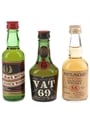 Black Bottle, Vat 69, Whyte & Mackay Bottled 1960s & 1970s 3 x 5cl / 40%