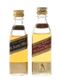 Johnnie Walker Black & Red Label Bottled 1970s 2 x 5cl