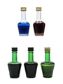 De Kuyper Blue Curacao, Cherry & Pimpeltjens Bottled 1970s & 1980s 5 x 3cl