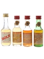 Bols Apricot, Creme De Bananes, Mandarine & Peach Bottled 1970s 4 x 3cl-3.5cl